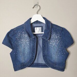 "Justice" Girl's 6/7 Denim Bolero/Shrug Jacket with Studs/Sparkles - Excellent